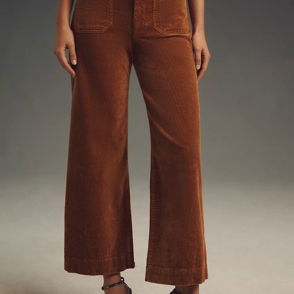 The Colette Cropped Bronze Wide-Leg Pants Maeve Corduroy Anthropologie  25 NEW! - Picture 2 of 6